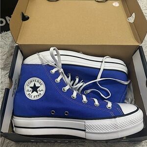 NIB Blue Platform Converse Hi-Top